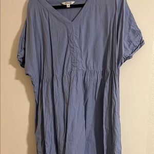 Briggs New York Blue V-Neck Short Sleeve Blouse